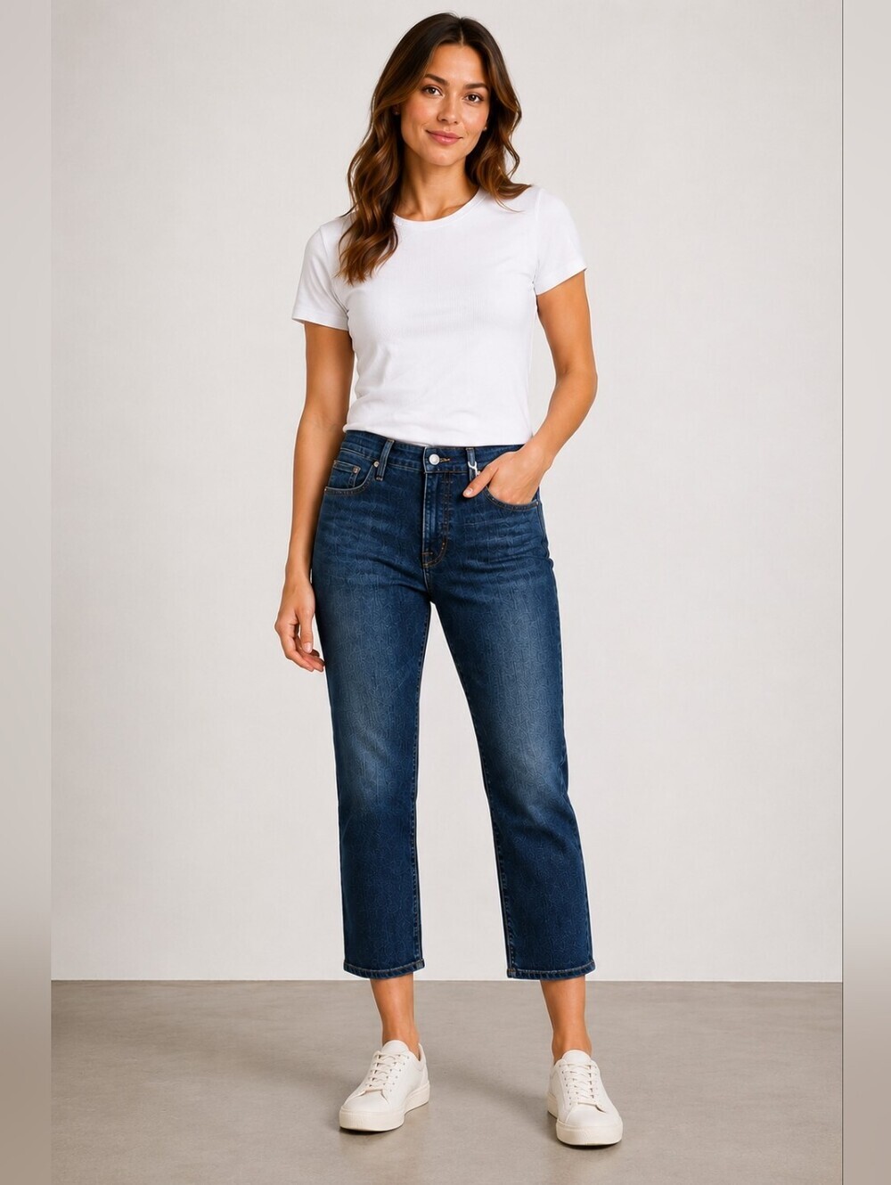 Good American Good Straight Ankle Jeans Size 8/29 Dark Wash Stretch Denim NWT
